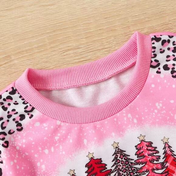 Girls Christmas Pullover Sweatshirt 🎄 in Pink - Picture 4 of 8